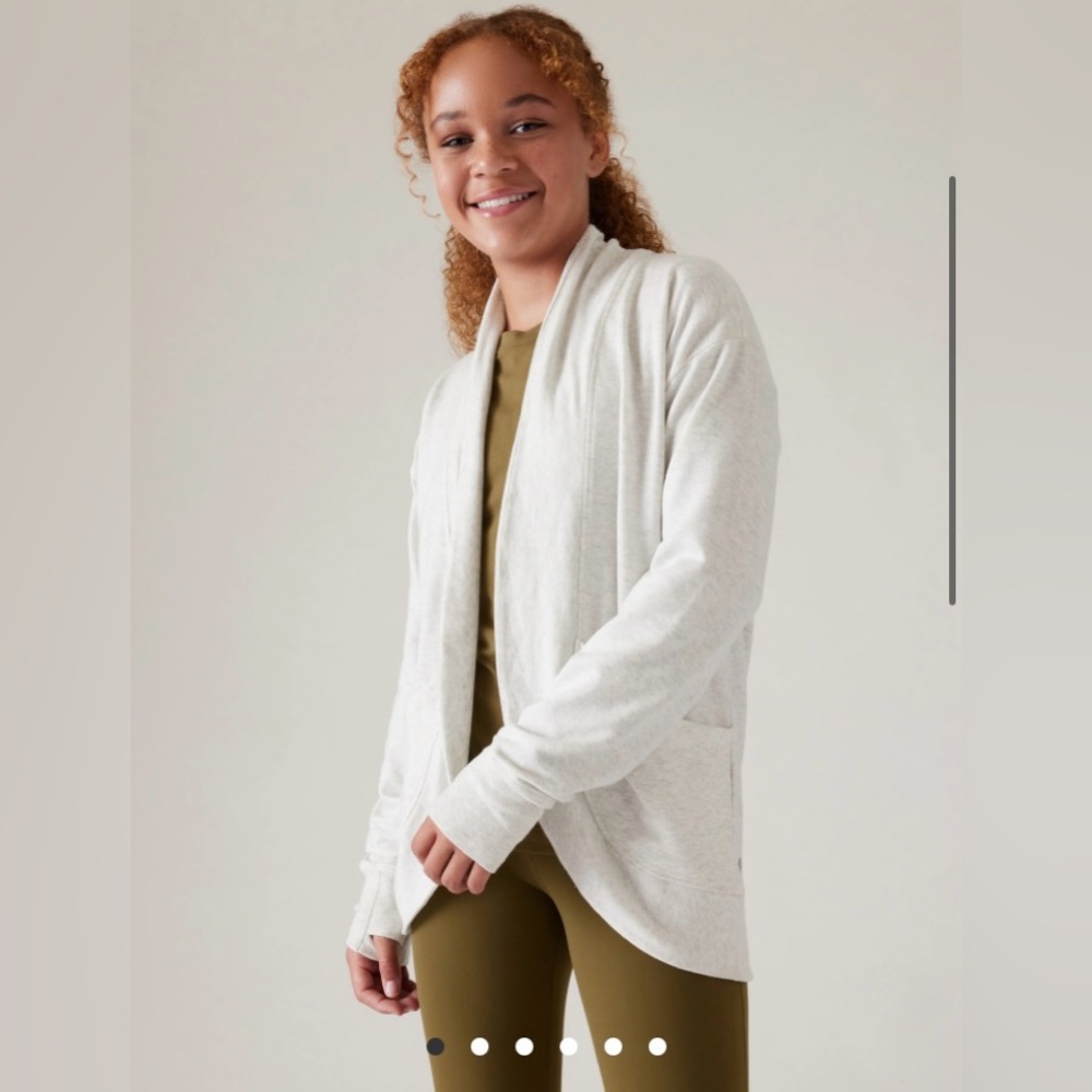 Athleta Restore Wrap Sweater (light purple/dusty rose)